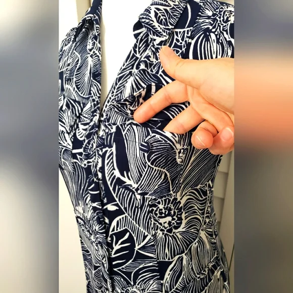 Talbots Floral Dark Blue and White Sleevsless Maxi Dress. Size Petite P - Picture 3 of 11